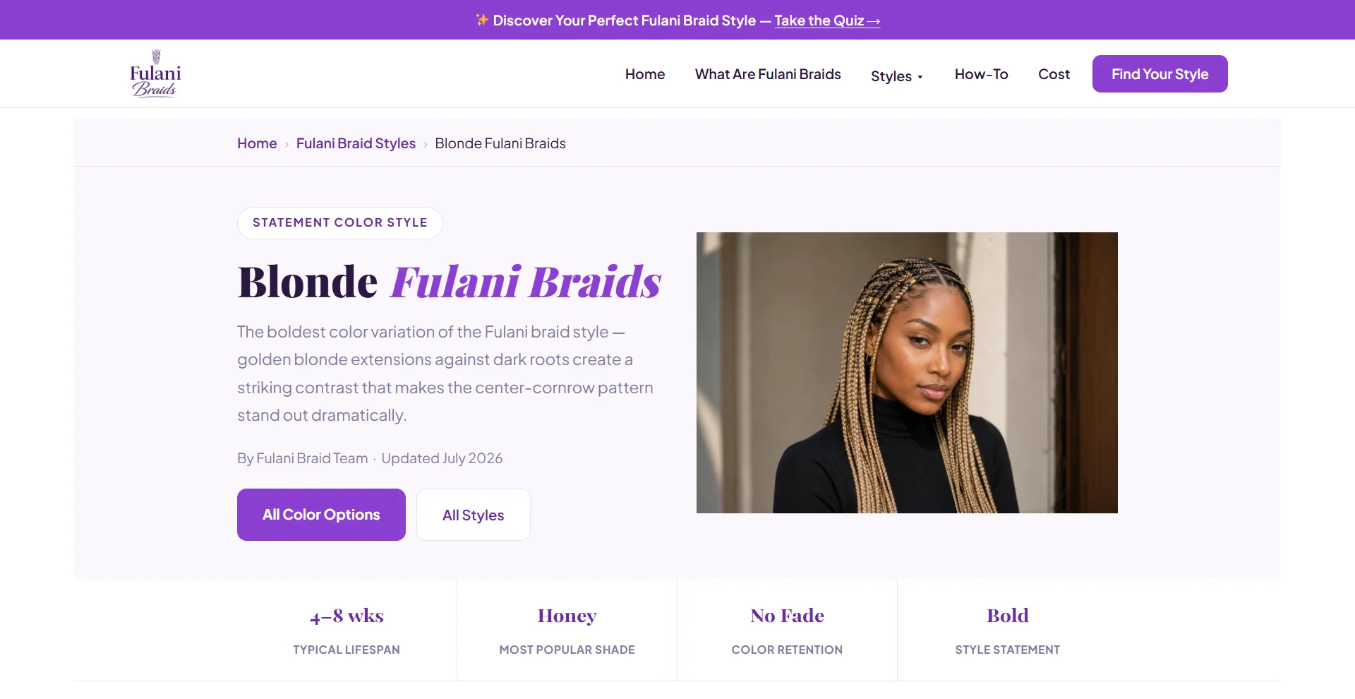 Fulani Braids website design by DanBaz Digital