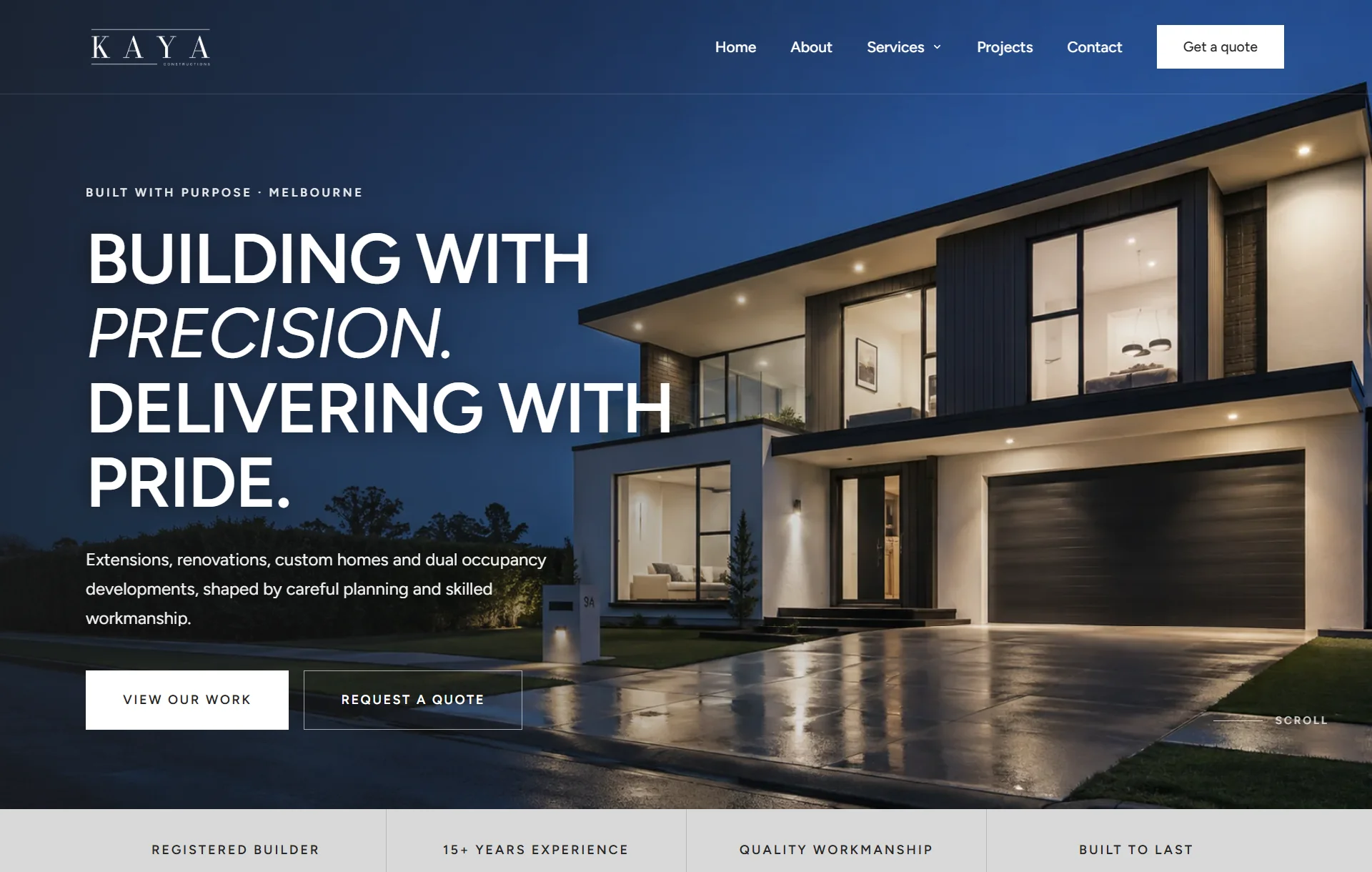 Kaya Constructions website design by DanBaz Digital